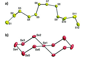Molekülstrukturen des catena-[S12]2- Anions und des spiro-[Se11]2- Anions